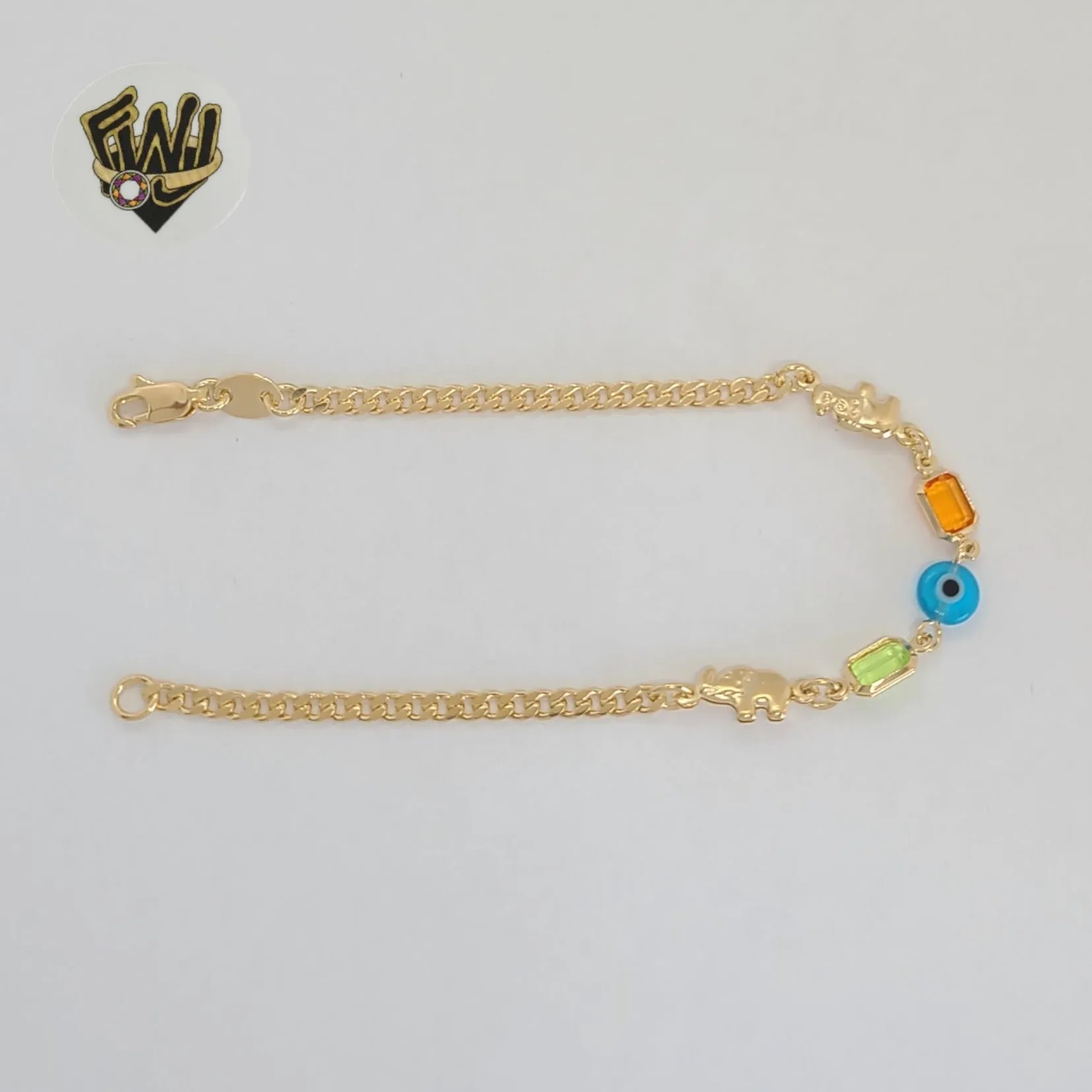 (1-0640-1) Gold Laminate - 3mm Curb Link Elephants Bracelet - BGF