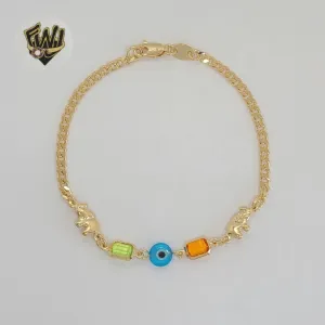 (1-0640-1) Gold Laminate - 3mm Curb Link Elephants Bracelet - BGF