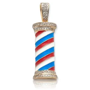 10KY 0.35CTW DIAMOND BARBER POLE PENDANT