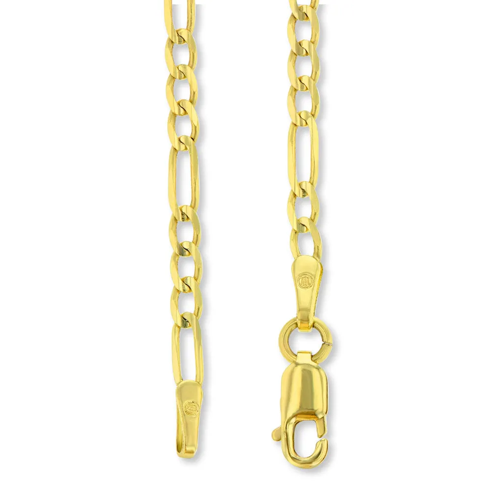 14k Two Tone Gold Open Circle Leo Zodiac Sign Pendant Figaro Necklace
