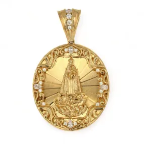 14K Yellow gold solid Oval virgen de la caridad 2D pendant-318015 14K Yellow gold solid Oval virgen de la caridad 2D pendant-318015