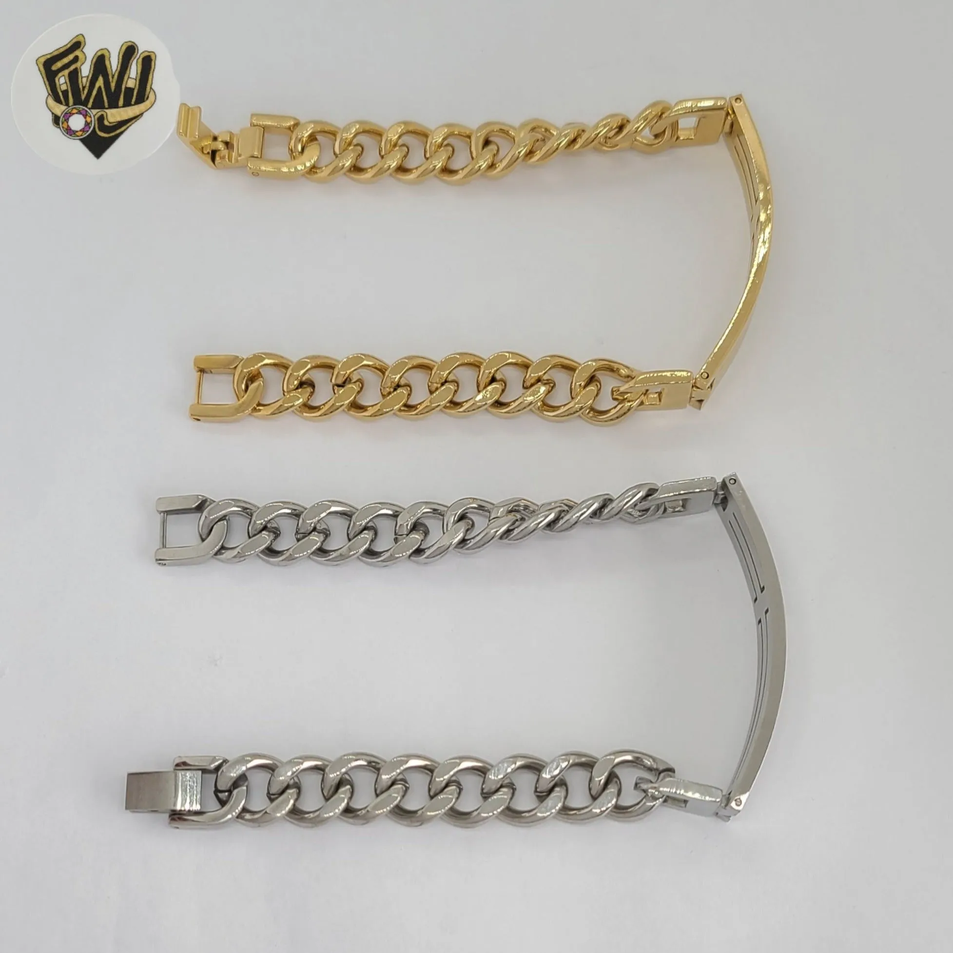 (4-4230-2) Stainless Steel - 10mm Curb Link Plate Bracelet - 8