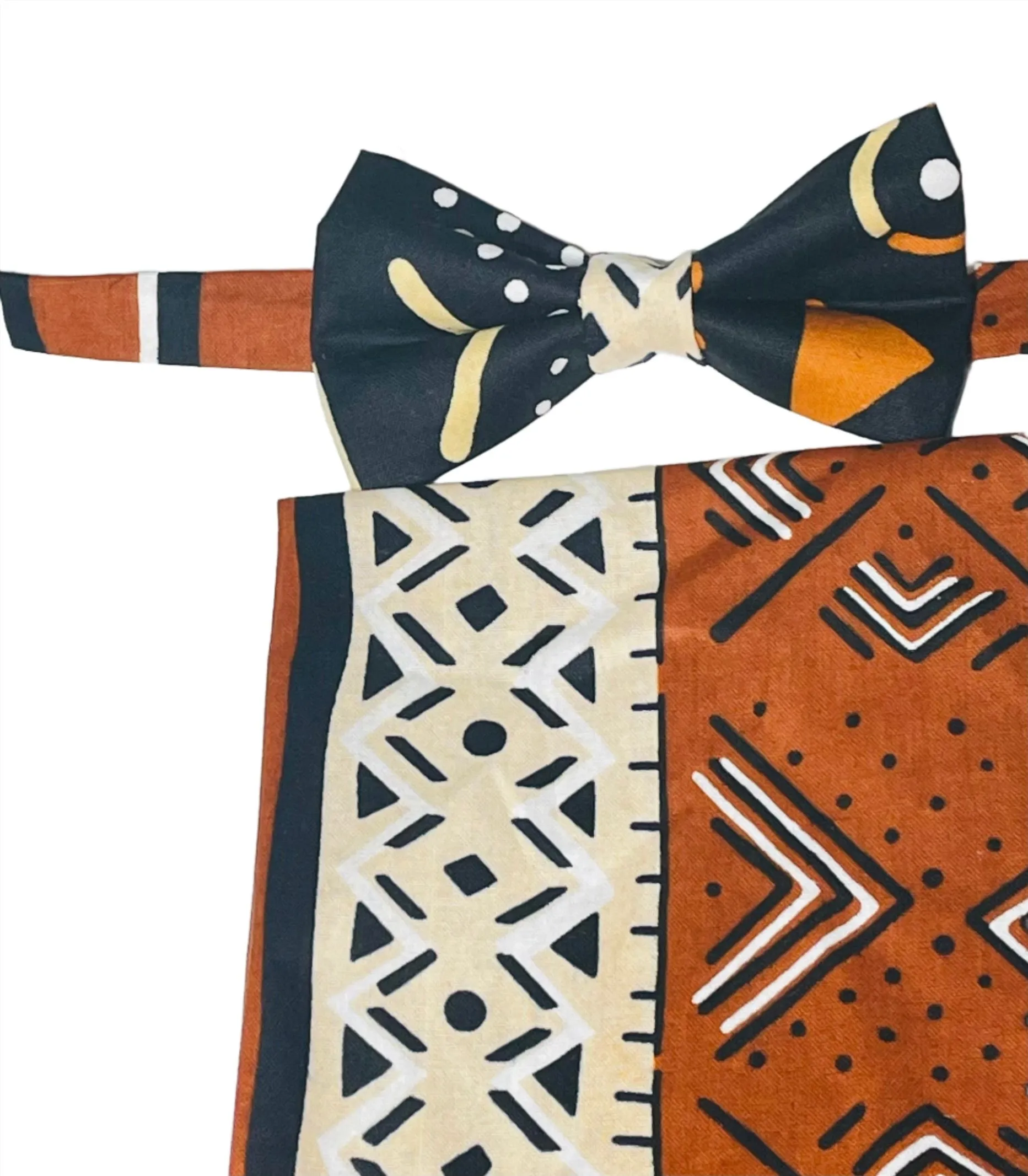 African Print Bow Tie with Pocket Square