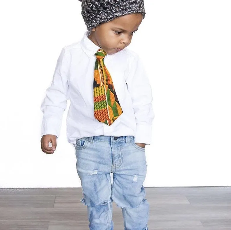 Blue Boys African Print Tie