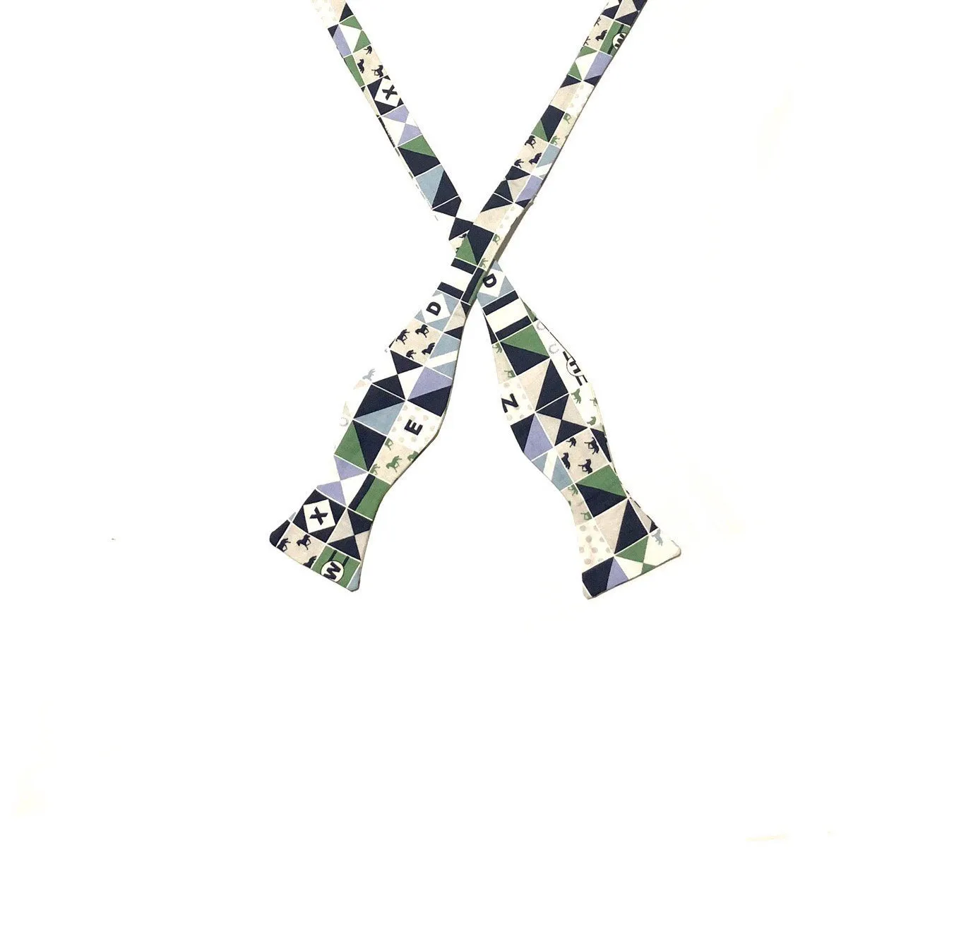 Blue Derby Day Horses Self Tie Bow Tie