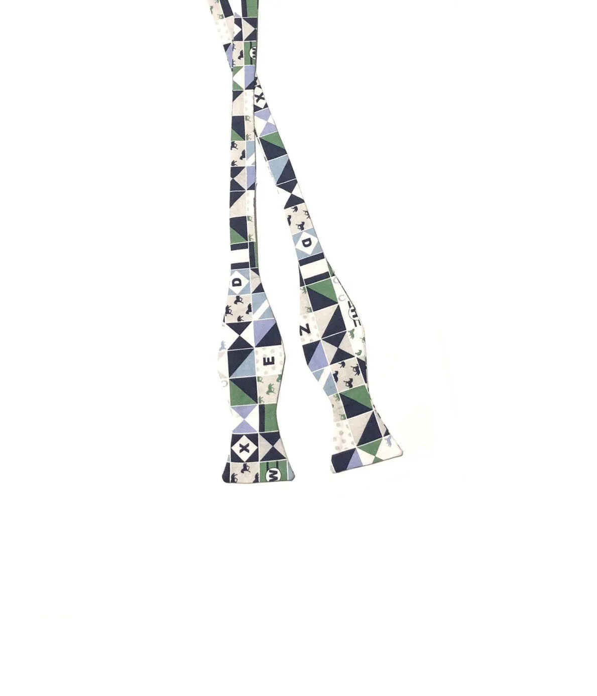 Blue Derby Day Horses Self Tie Bow Tie