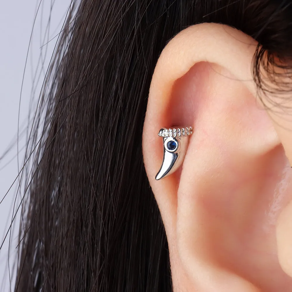 Blue Gemstone Horn Stud