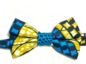 Blue Swirls African Print Bow Tie