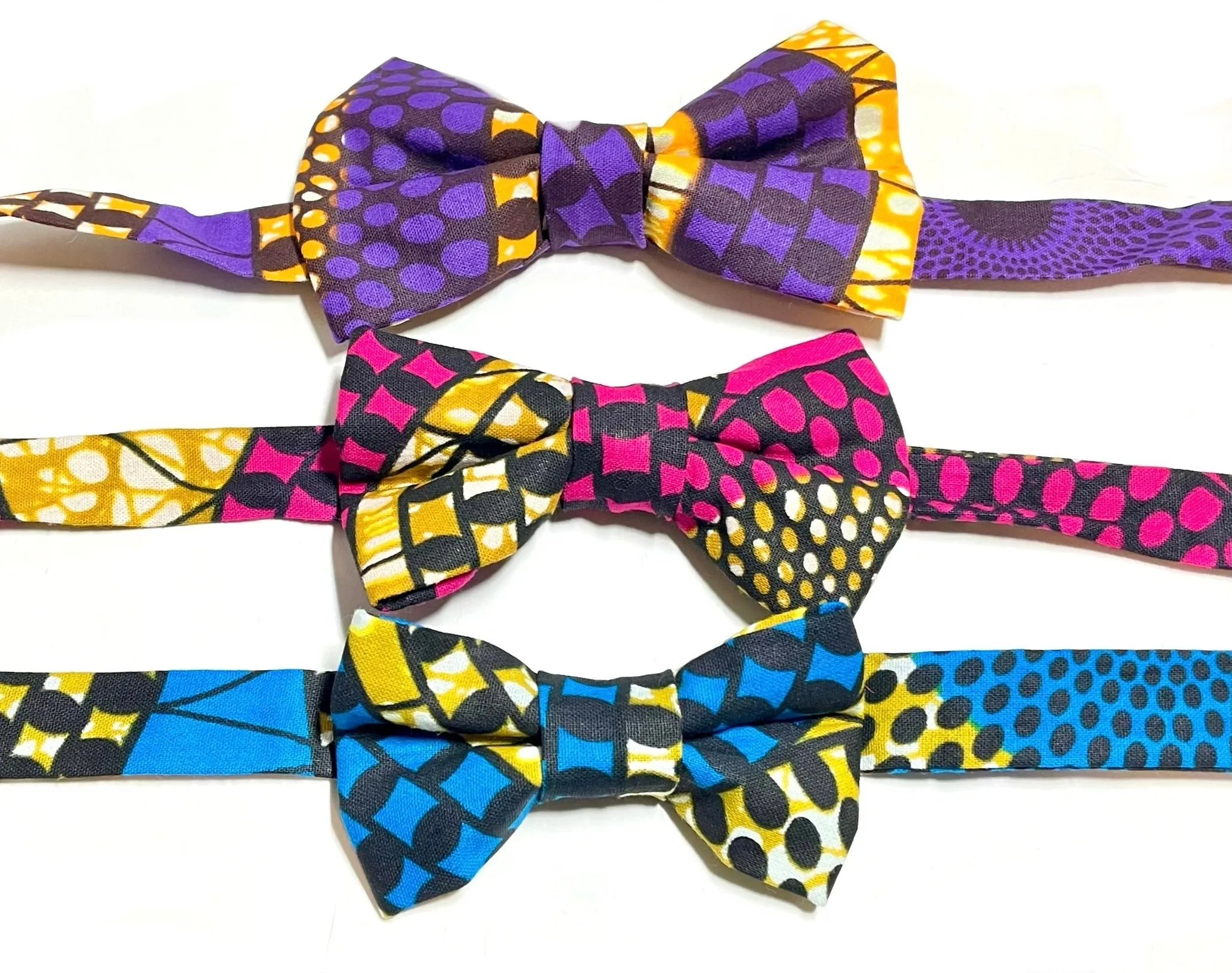 Blue Swirls African Print Bow Tie