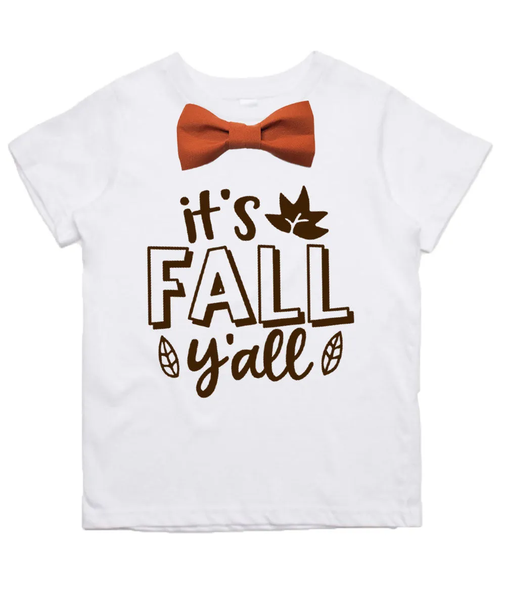 Boys Thanksgiving Shirt Fall Ya'll with Bow Tie Cute Bodysuit with Saying