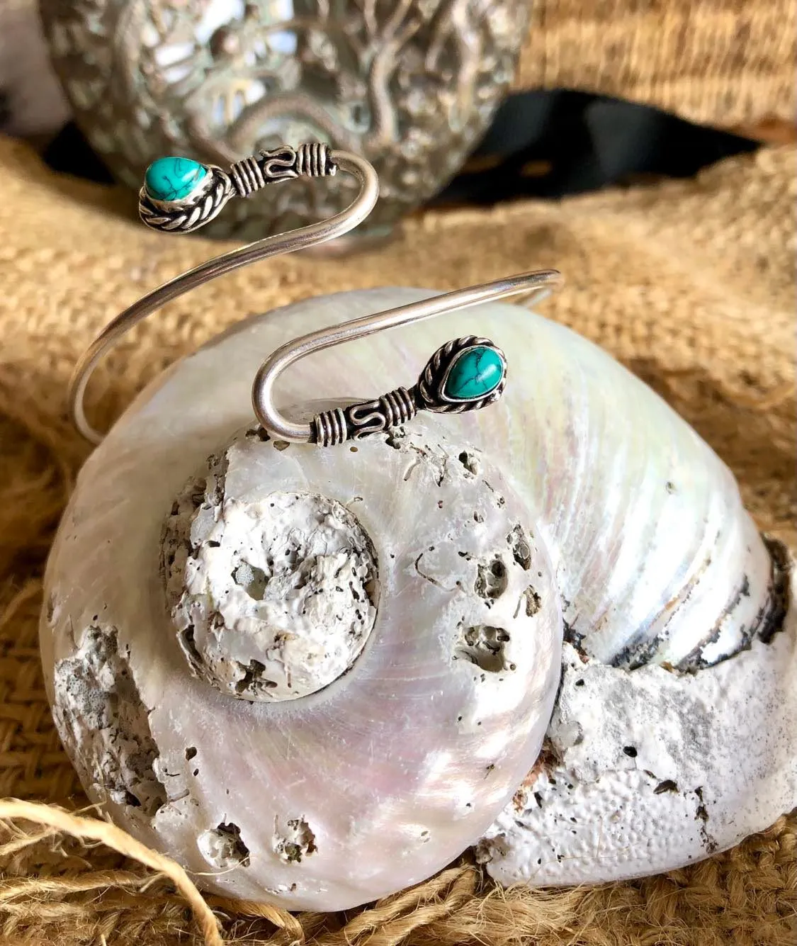Curvy Stone Arm Bangle