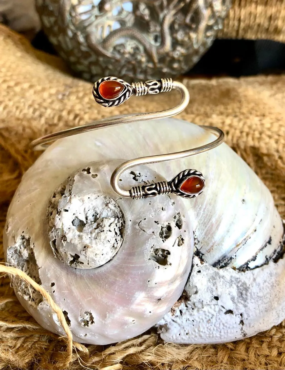 Curvy Stone Arm Bangle