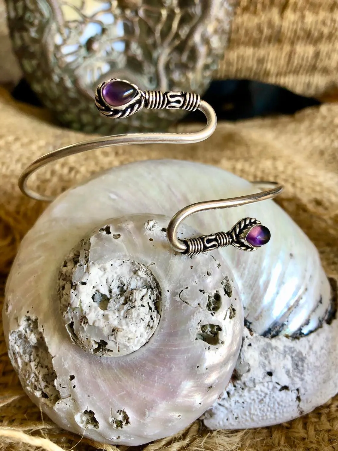 Curvy Stone Arm Bangle