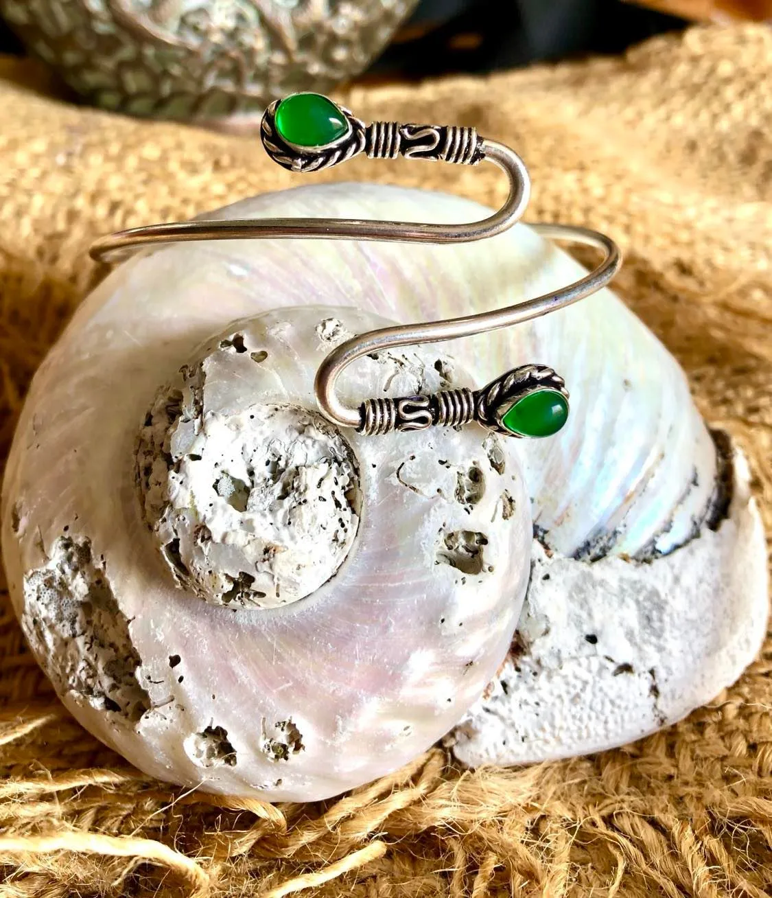 Curvy Stone Arm Bangle