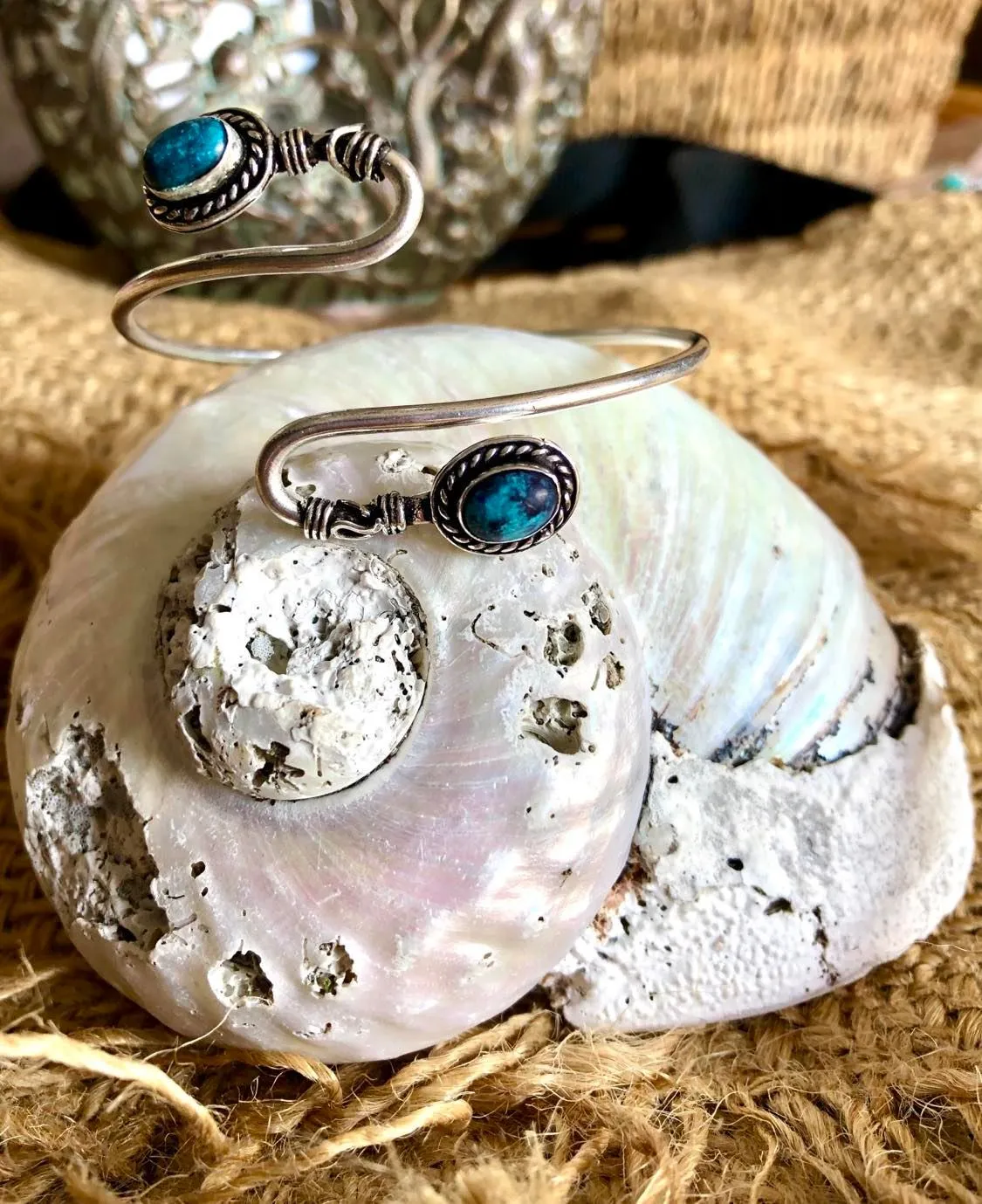 Curvy Stone Arm Bangle