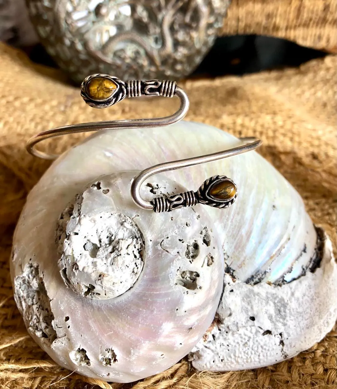 Curvy Stone Arm Bangle