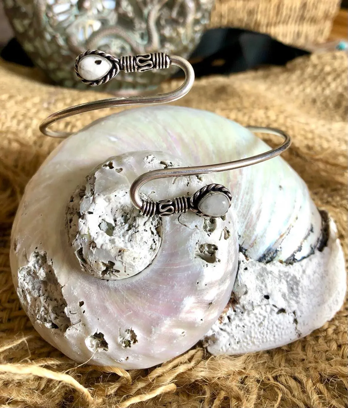 Curvy Stone Arm Bangle