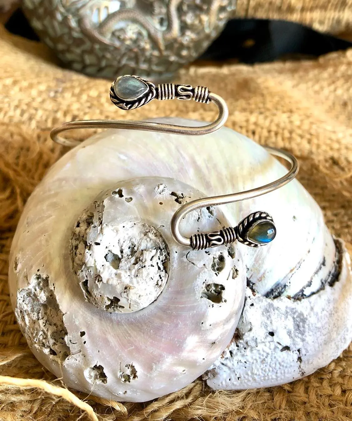 Curvy Stone Arm Bangle
