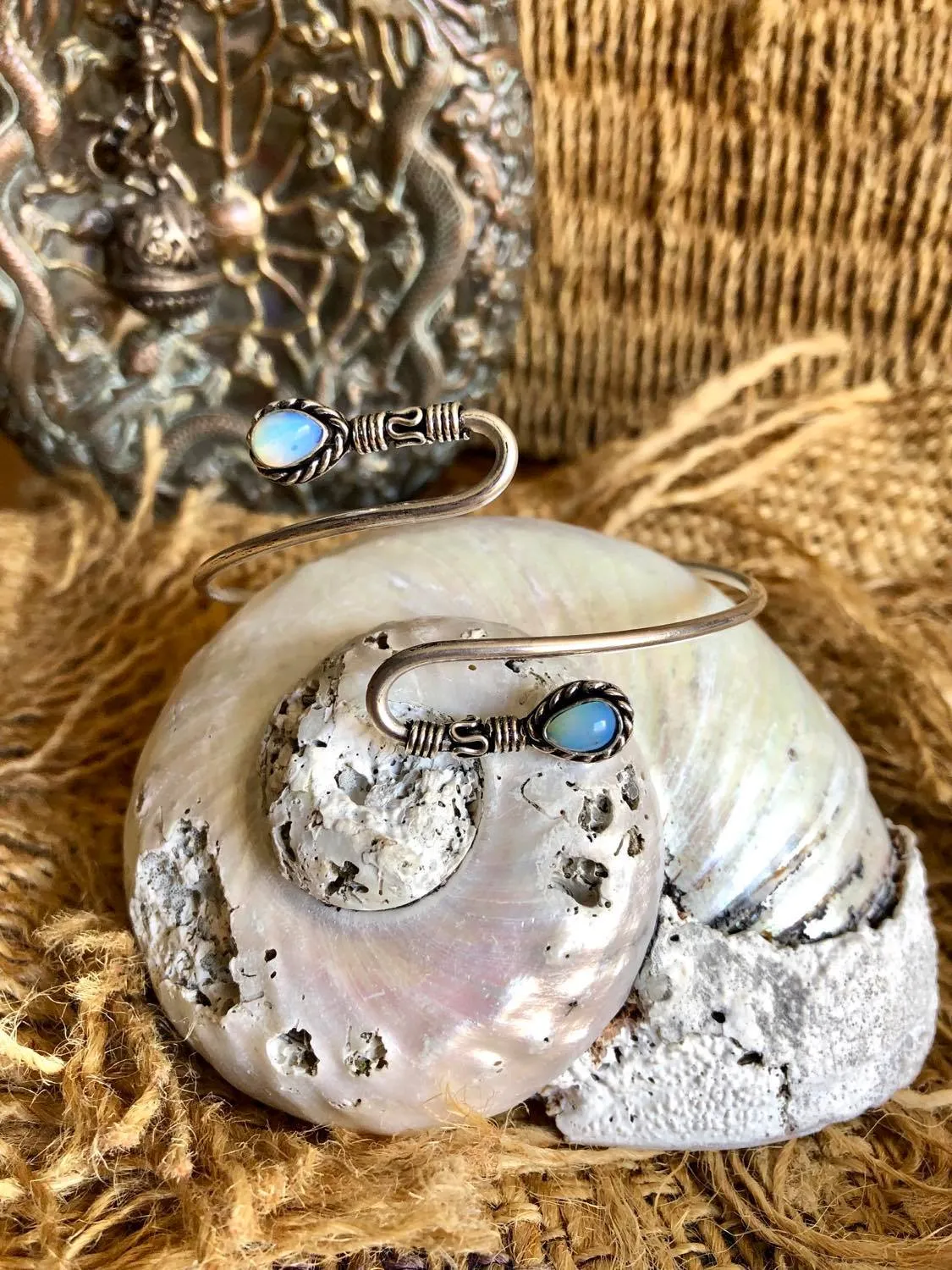 Curvy Stone Arm Bangle