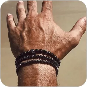 FASHION Men Bracelet Sets Trendy Handmade Classic Strand Stone Beaded Bracelet For Men Jewelry Gift