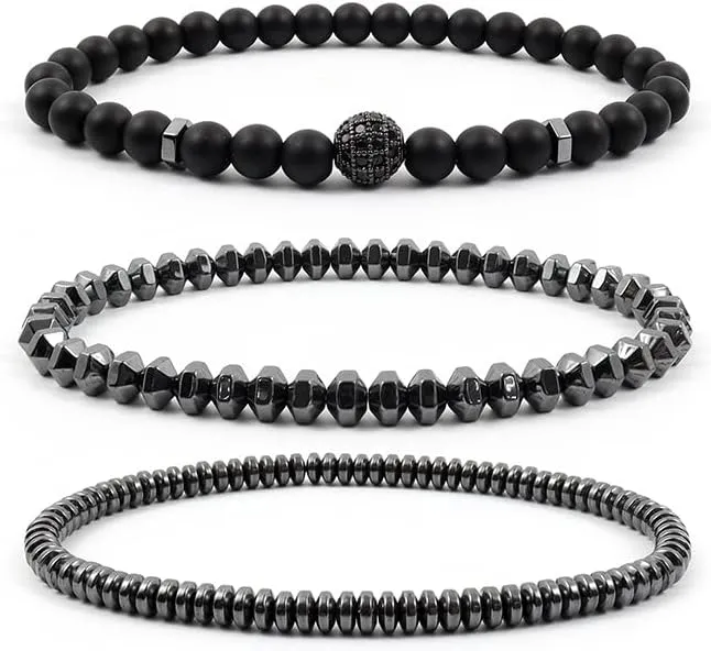 FASHION Men Bracelet Sets Trendy Handmade Classic Strand Stone Beaded Bracelet For Men Jewelry Gift