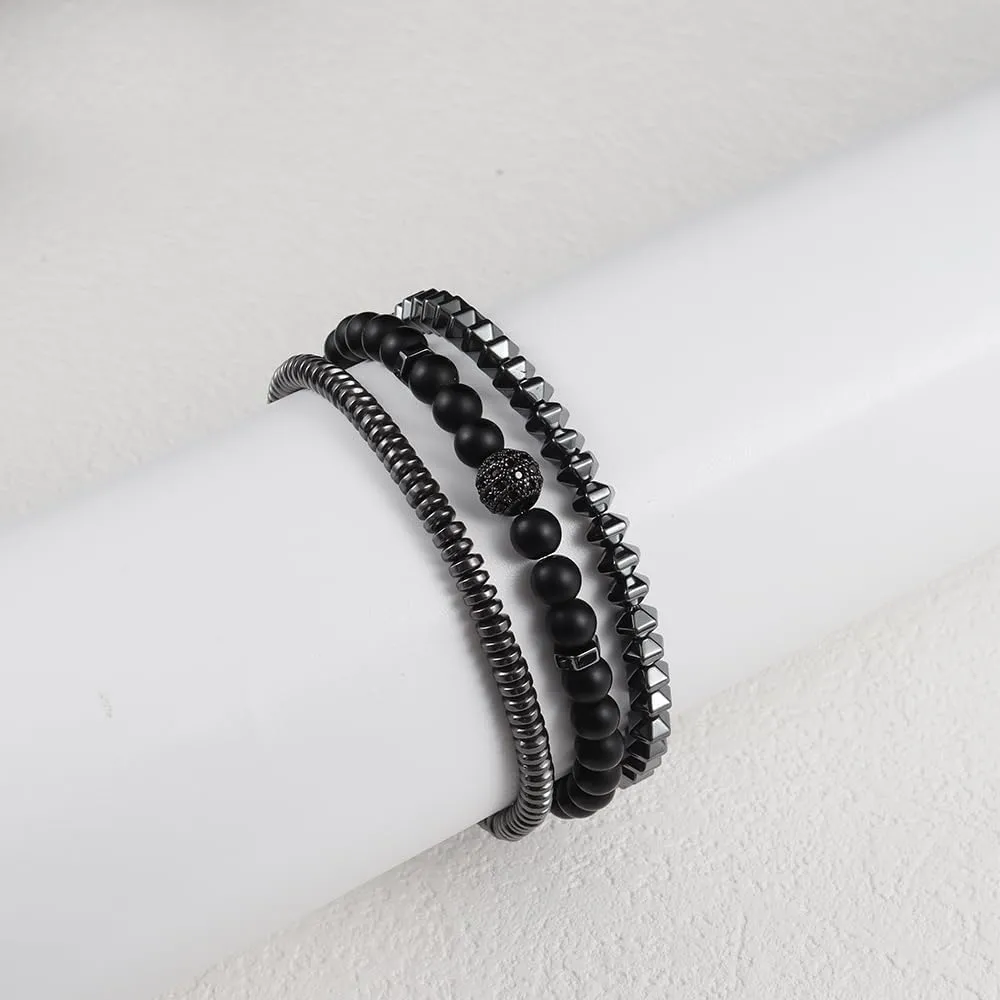 FASHION Men Bracelet Sets Trendy Handmade Classic Strand Stone Beaded Bracelet For Men Jewelry Gift