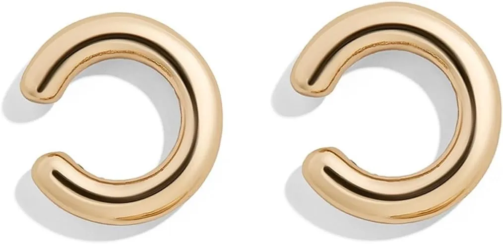 Gold Ear Cuff Earrings for Women Chunky Round Huggie Ear Cuff Earrings No Piercing Clip on Wrap Earring Cartilage Clip Earrings Party Jewelry