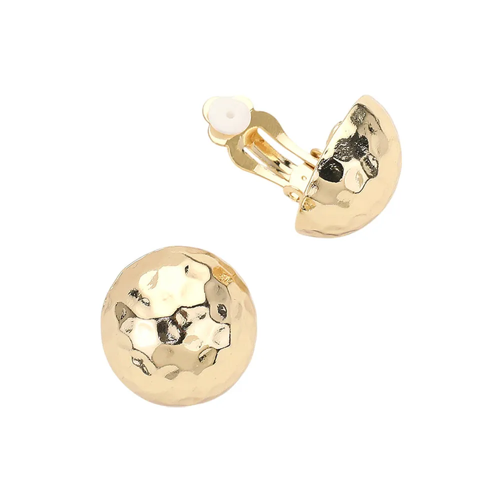 iLLASPARKZ Hammered Metal Dome Clip On Earrings