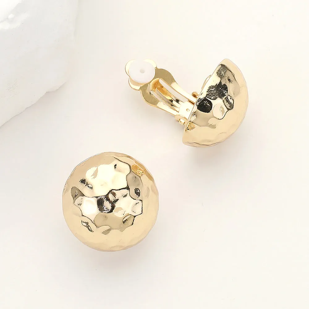 iLLASPARKZ Hammered Metal Dome Clip On Earrings