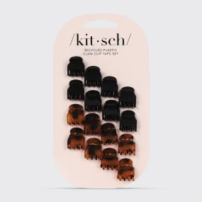 KITSCH - Recycled Plastic Mini Classic Claw Clips 16pc - Black & Tort KITSCH - Recycled Plastic Mini Classic Claw Clips 16pc - Black & Tort