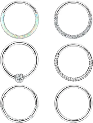 LOLIAS Septum Rings 16G 18G Surgical Steel Nose Rings Hoops for Women Seamless Clicker Hinged Segment Hoop Lip Nose Rings Conch Lip Helix Cartilage Earring Septum Jewelry Lip Nose Daith Hlix Piercing Jewelry 8MM 10MM 12MM