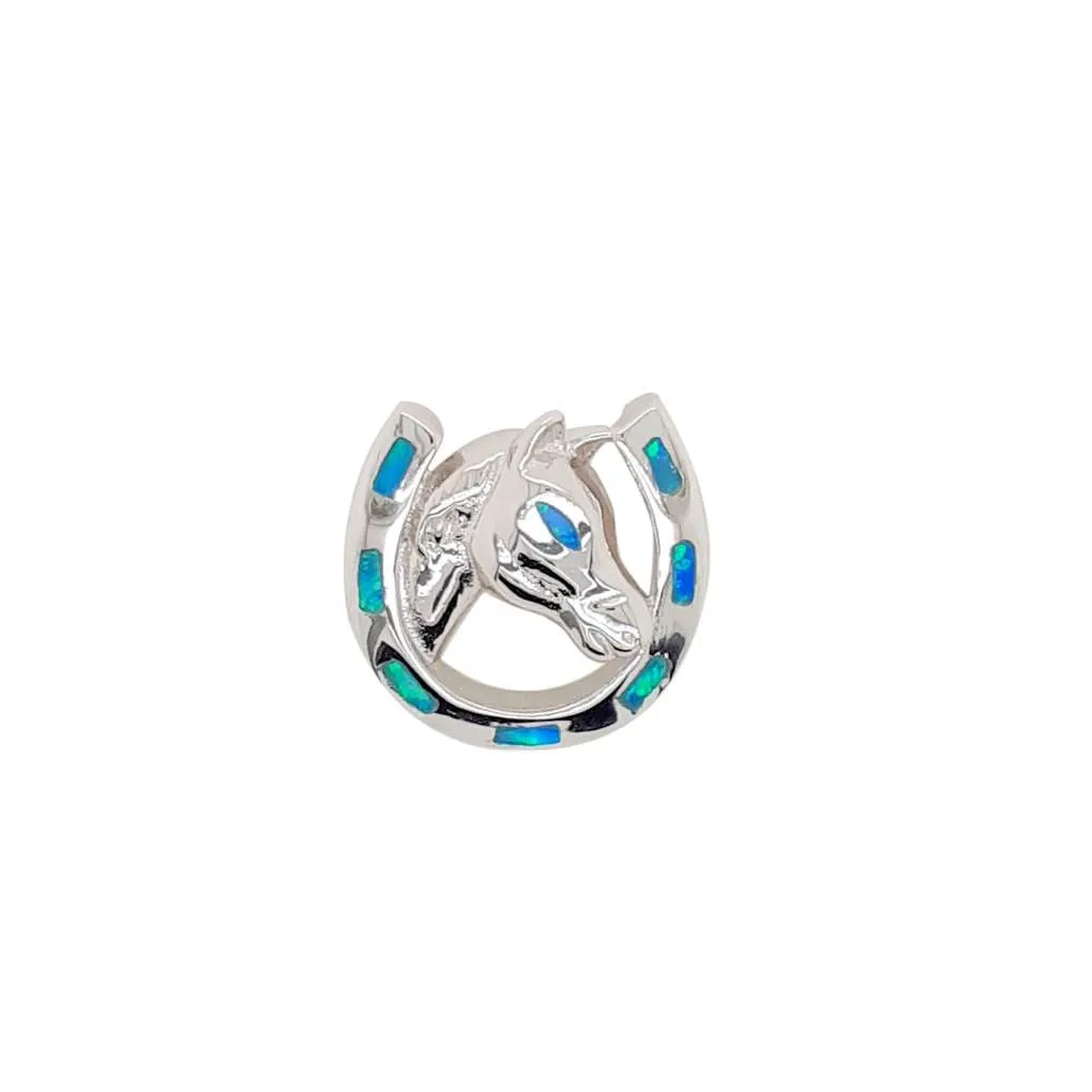 MCJ Pendant S/S Horse/Horseshoe Opal