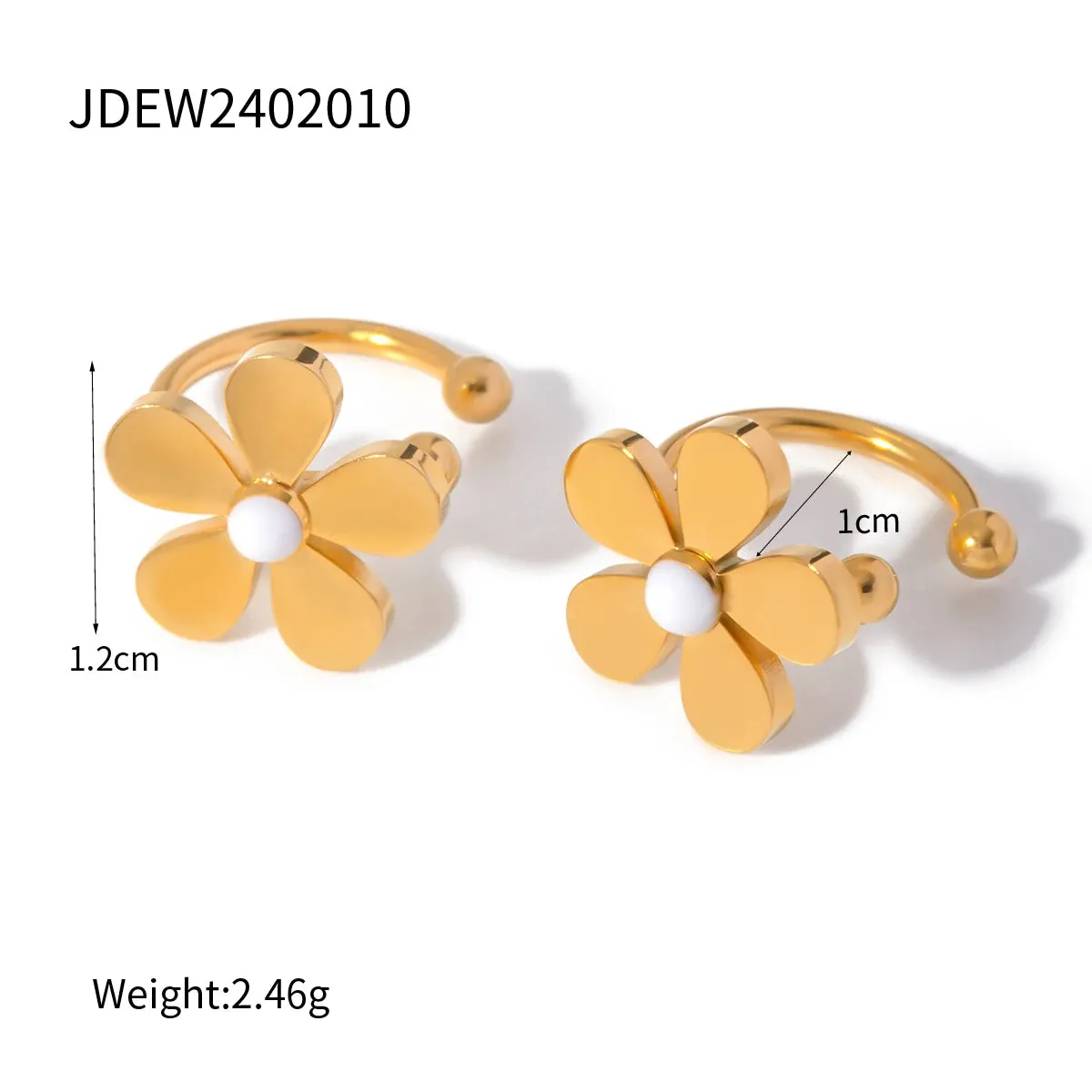 Minimalist Light Luxury White Drip Oil Five-Petal Flower Daisy Ear Clip