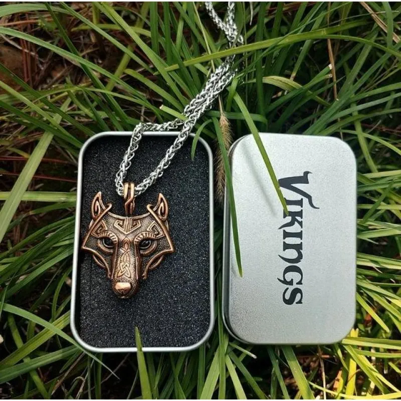 Norse Wolf Head Necklace