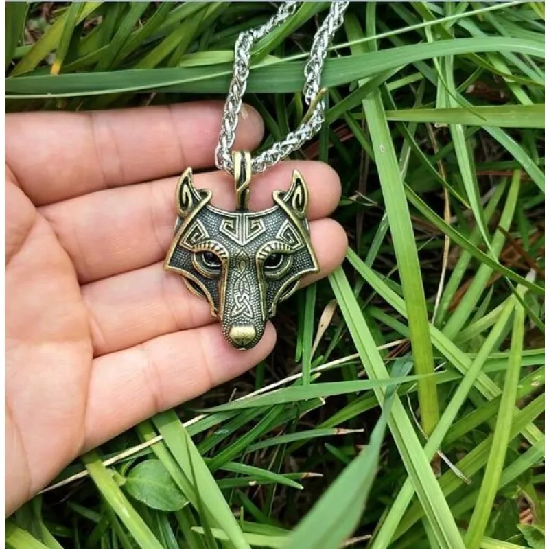 Norse Wolf Head Necklace