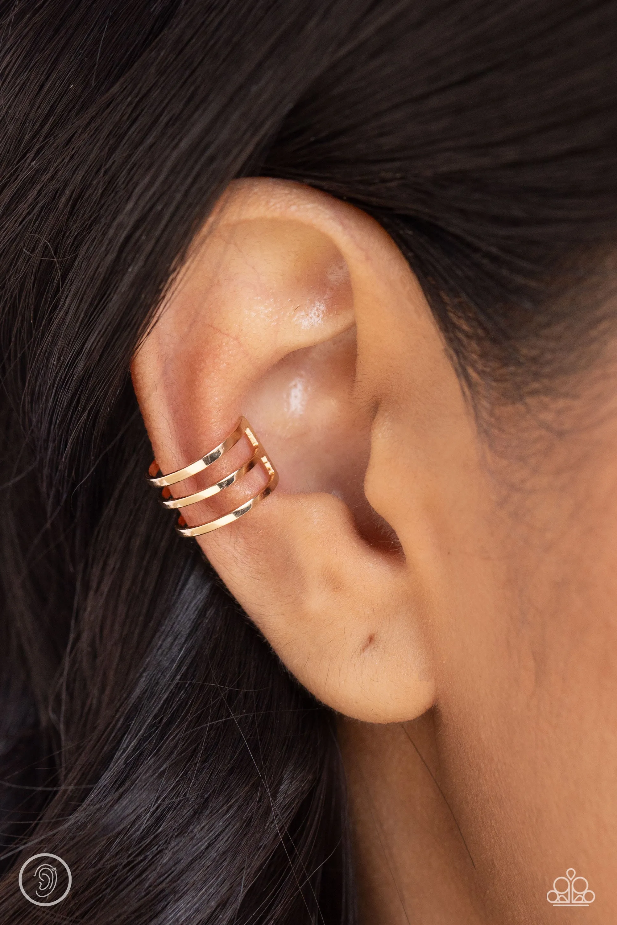 Paparazzi Metro Mashup Gold Ear Cuff Post Earrings