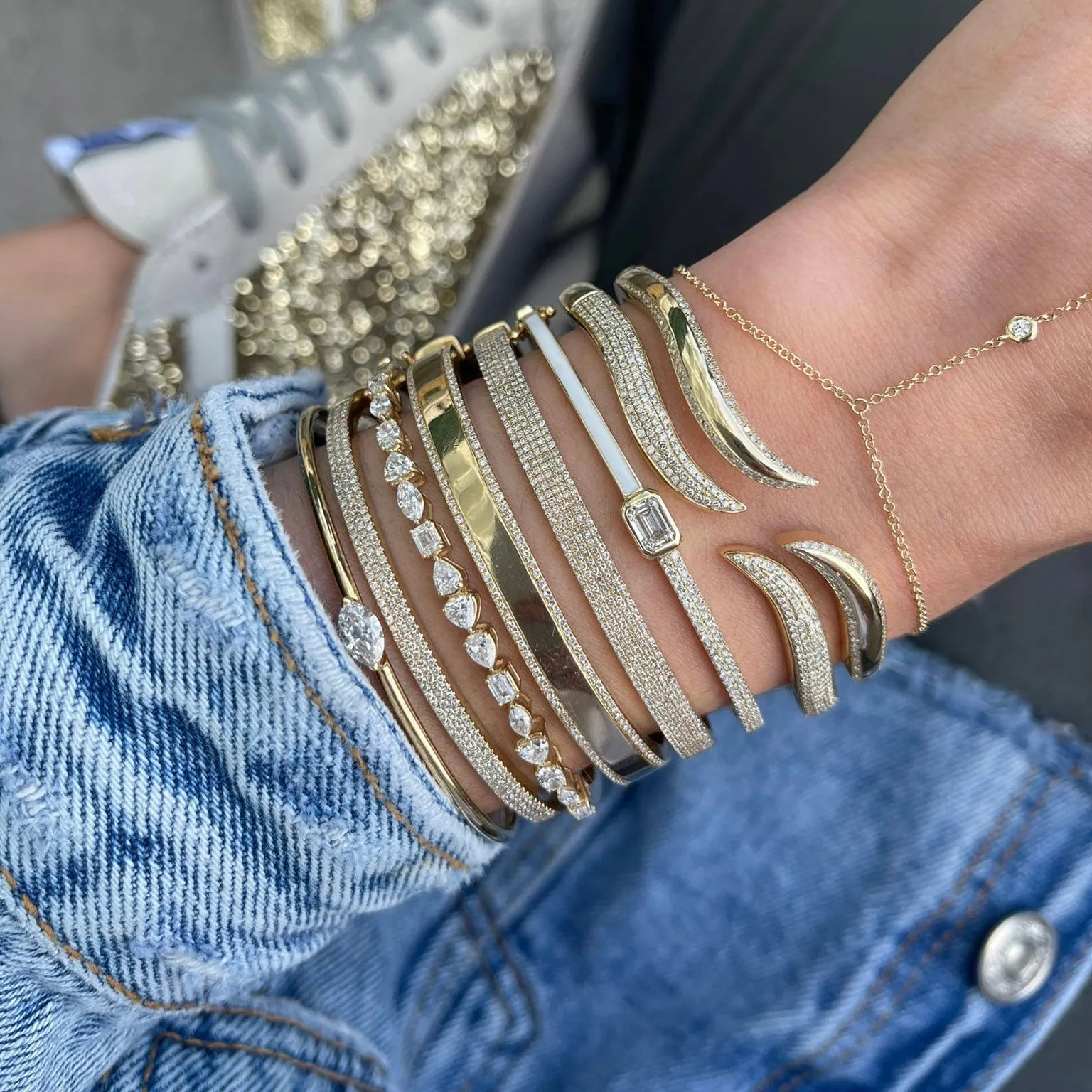 Pave Wave Cuff Bangle