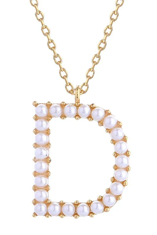 Pearl Alphabet Letter Pendant Necklace/