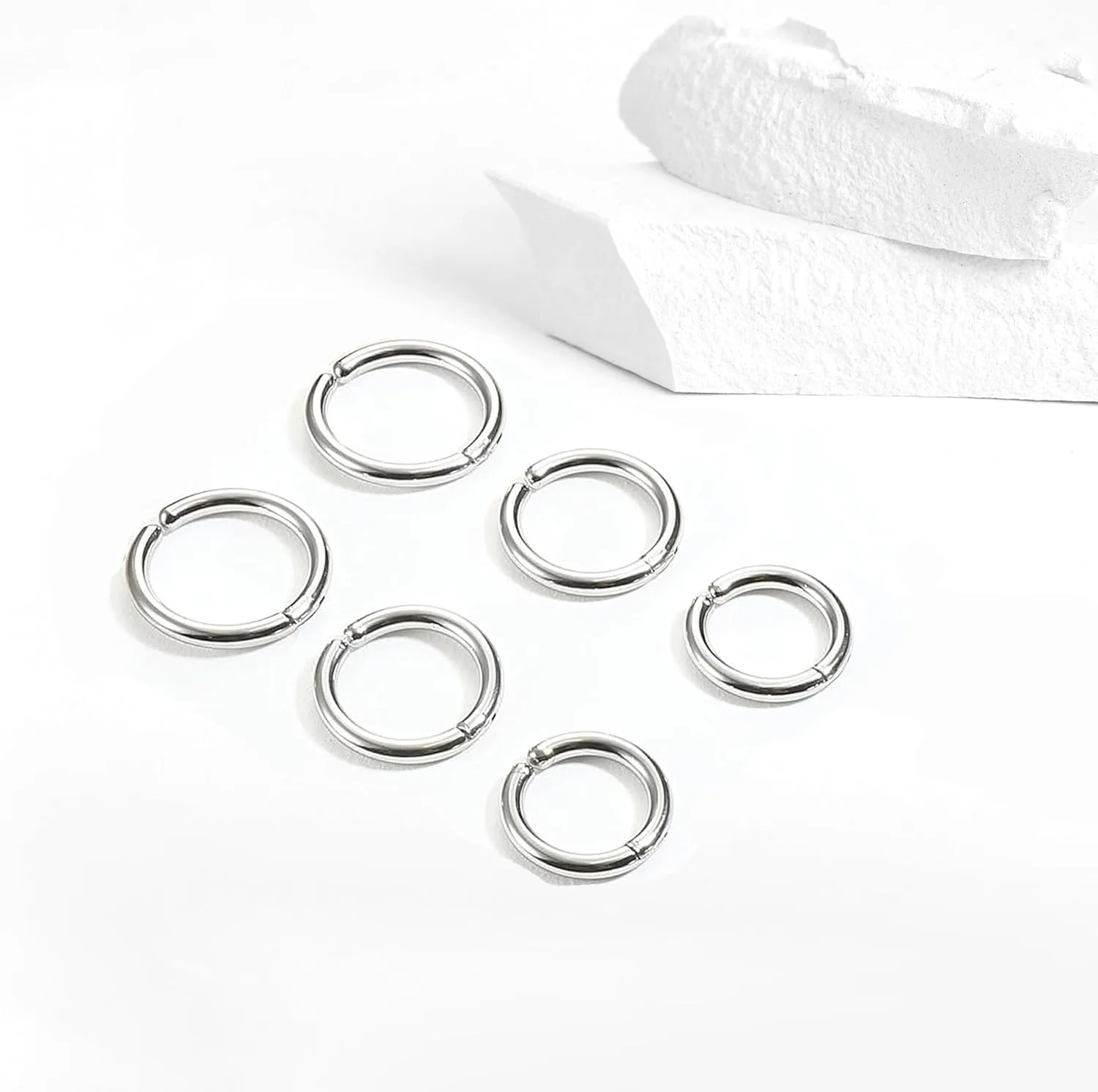 SIISPRI 3 Pairs Clip On Huggie Earrings for Men Women, Unisex Surgical Stainless Steel Hypoallergenic Earrings,Small Hoop Earrings, Polished for Non Pierced Earrings