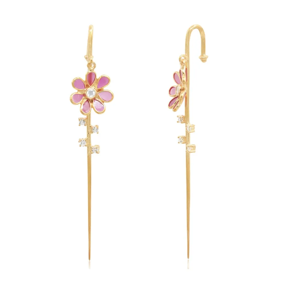 Silver Flower Earcuff