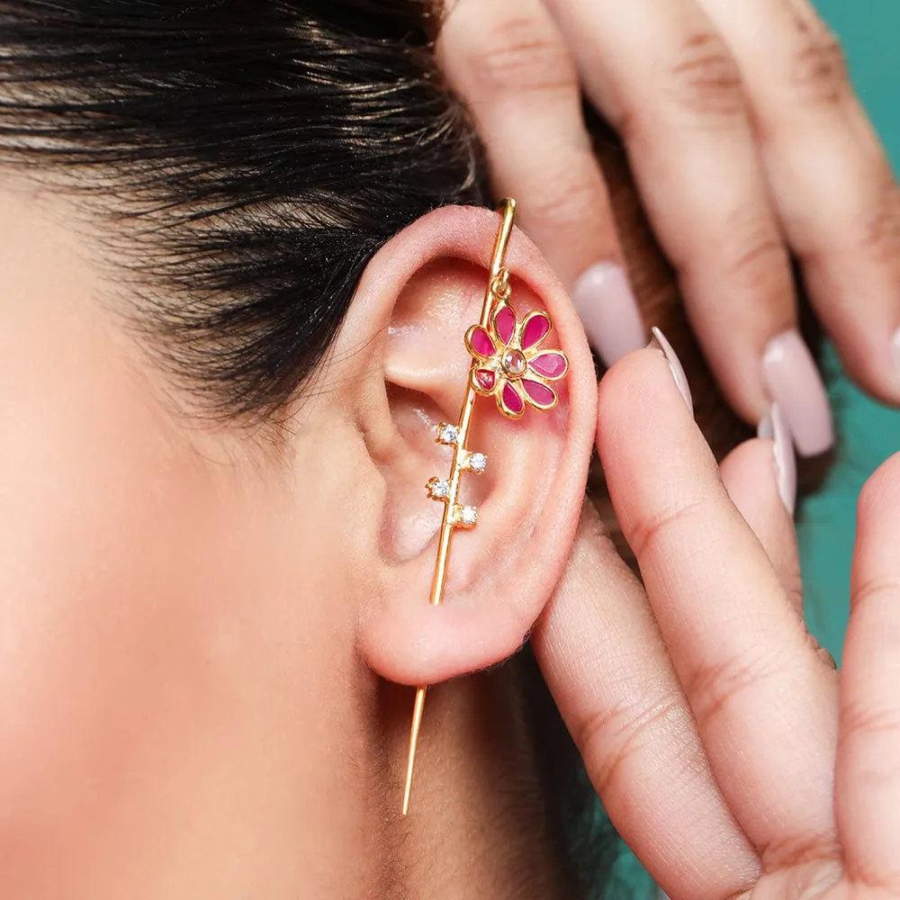 Silver Flower Earcuff