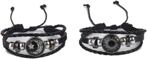 Sun and Moon Touch Bracelets for Couples Leather Couples Bracelets for Friendship Relationship Promise Best Friends Bff Adjustable Couples Matching Jewelry Gifts